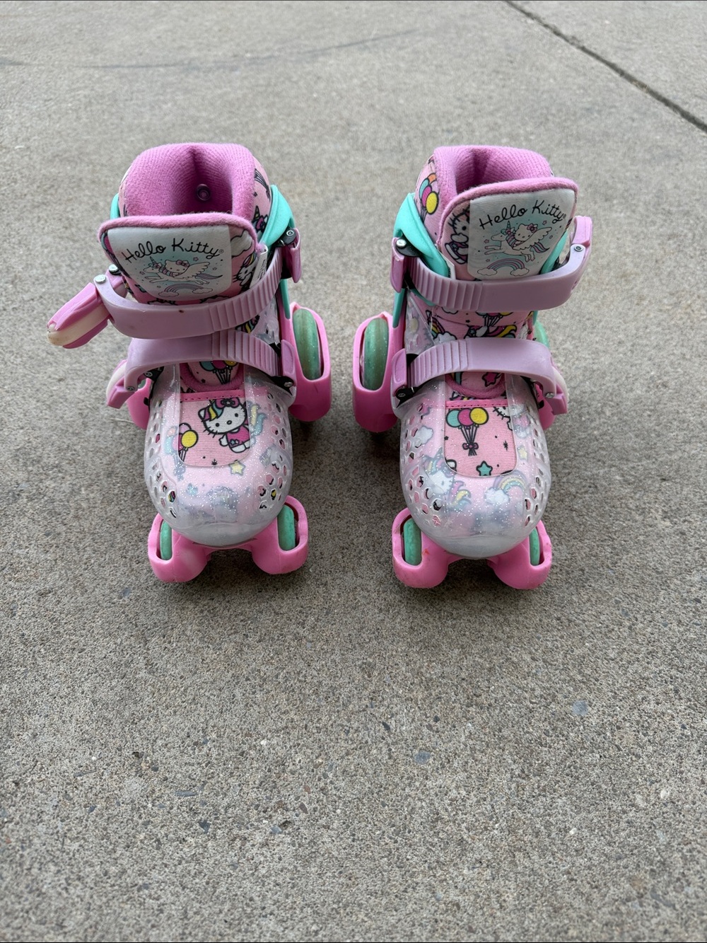 Hello Kitty Pink and Mint Kids Adjustable Roller Skates
